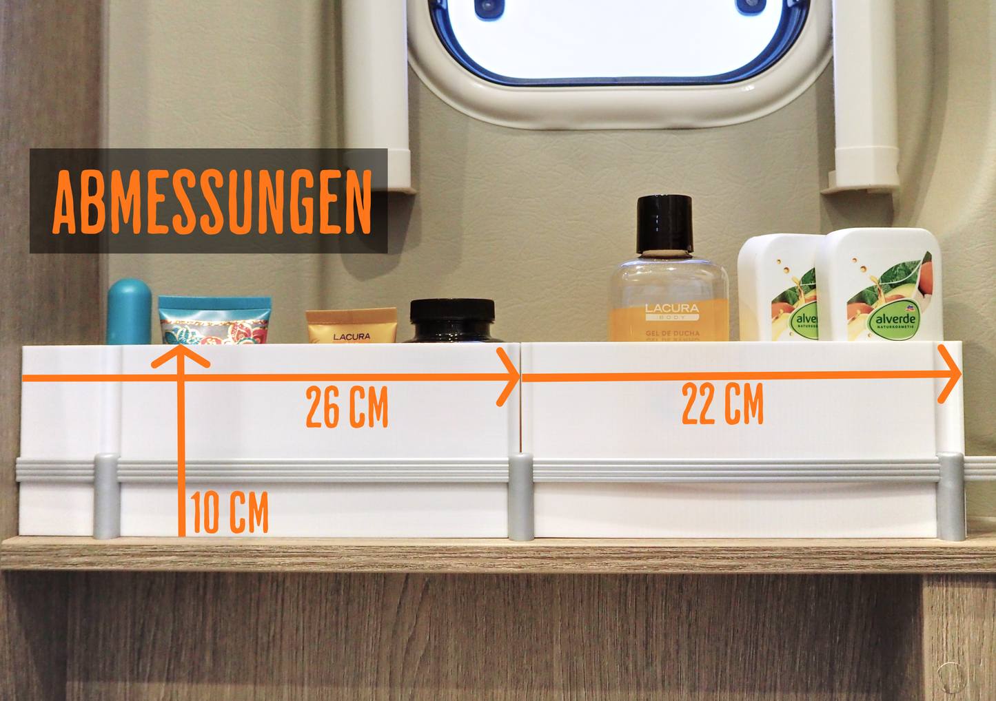 Bad Organizer Pössl & Globecar (2WIN R, Roadcruiser, Globescout) passgenaue Box für Fensterbereich im Kastenwagen Ordnungssystem ohne Bohren