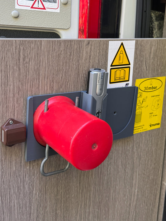 Halter für Gasflaschen-Deckel und Truma Level Control für Van, Wohnwagen oder Wohnmobil (1 oder 2 Deckel), zum Kleben und oder Schrauben|3dPrints4Vans