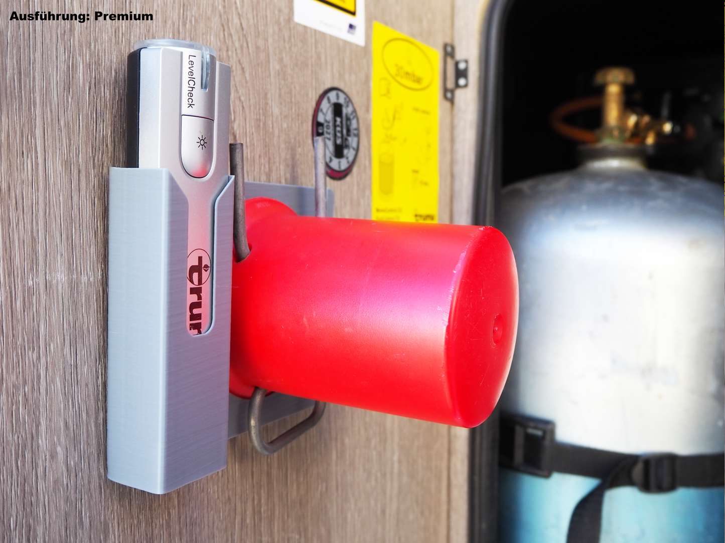Gasflaschen-Deckel Halter für Wohnmobil & Van, Halter für 1 Gasflaschendeckel optional mit Truma Level Control Halter, Kleben oder Schrauben
