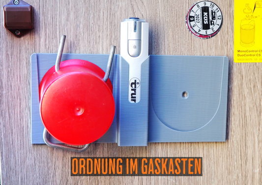Gasflaschen Halter für 2 Gasflaschendeckel – Camper mit Truma Level Control Halter, Ordnung im Gaskasten, Camping Zubehör Vanlife -Gasdeckel