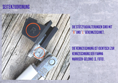 Pied de support Fiamma F80 en PA-CF très stable Kit de rechange en 2 pièces (jeu gauche et droit) Pièce de rechange nettement plus stable que la pièce d'origine