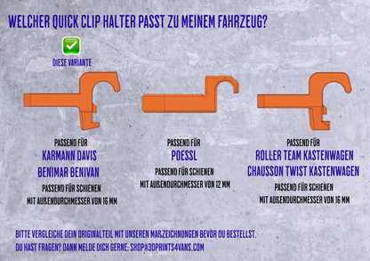 Quick-Clip Halter für den Dinetten-Tisch im Camper Van (2er Set)  für Karmann Davis und ähnliche | 3dPrints4Vans