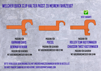 Quick-Clip Halter für den Dinetten-Tisch im Camper Van (Roller Team Kastenwagen und ähnliche) 2er Set